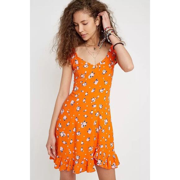 NWT Free People Like a Lady Mini Ruffle Off Shoulder Tie Back Dress Sz XS